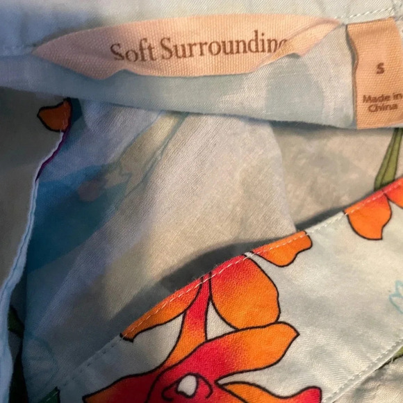 Soft Surroundings Colorful Floral Print Tunic Top Size Small 100% Cotton Coverup - Picture 5 of 6